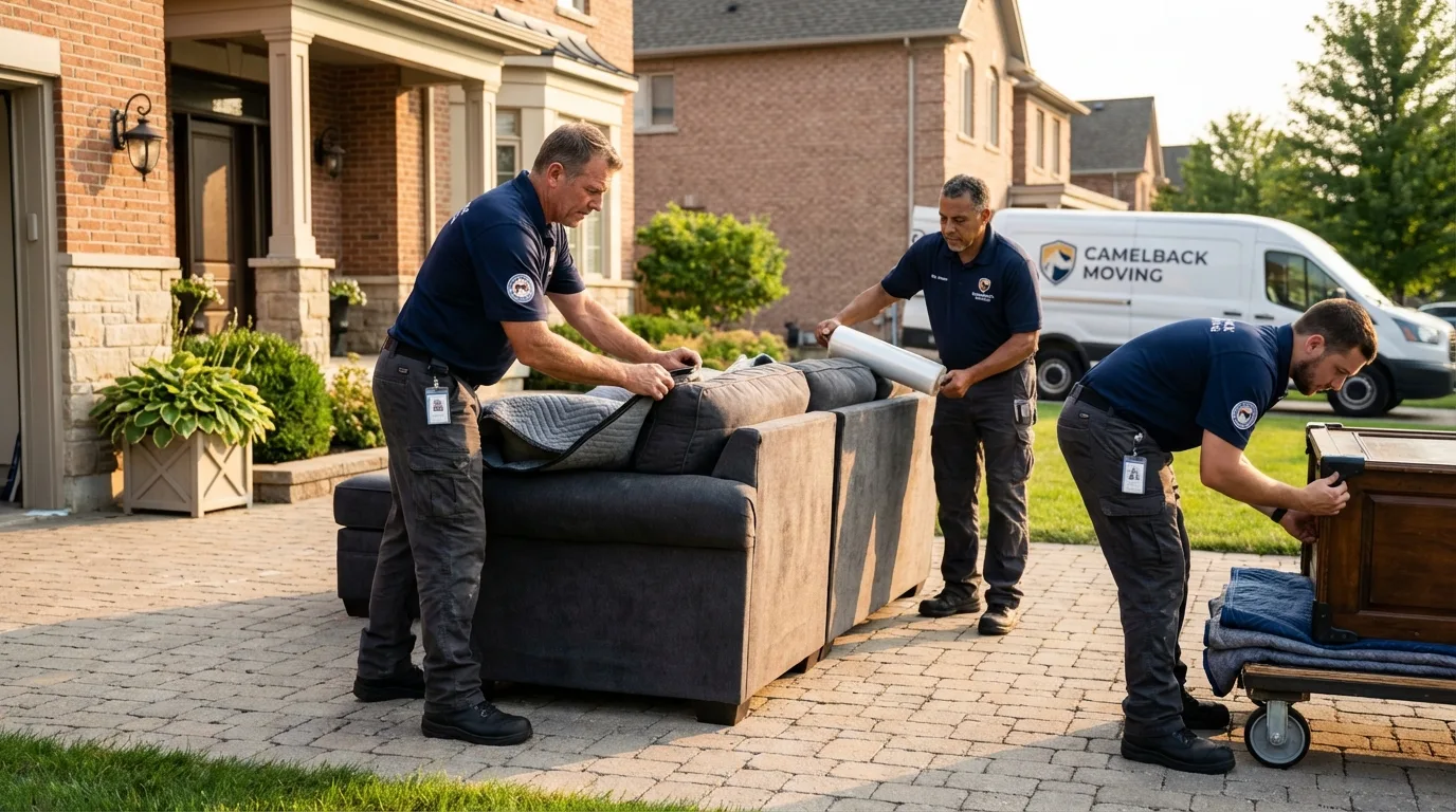 Large estate moving crew wrapping furniture in Pittsburg, TX