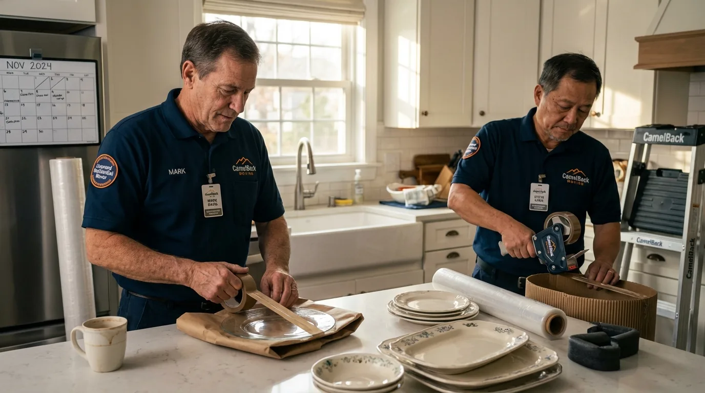 Professional crew packing kitchen dishware in Pittsburg, TX